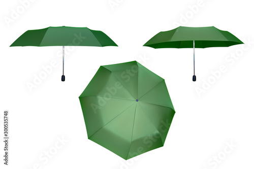 Set of green umbrellas.