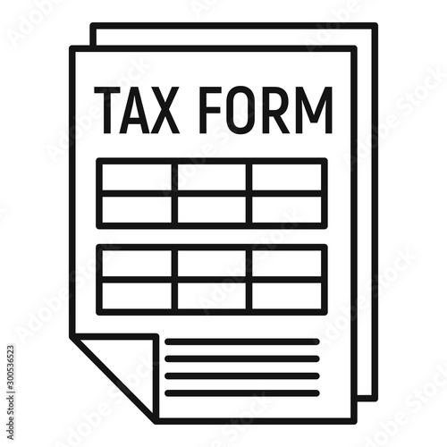 Tax form icon. Outline tax form vector icon for web design isolated on white background