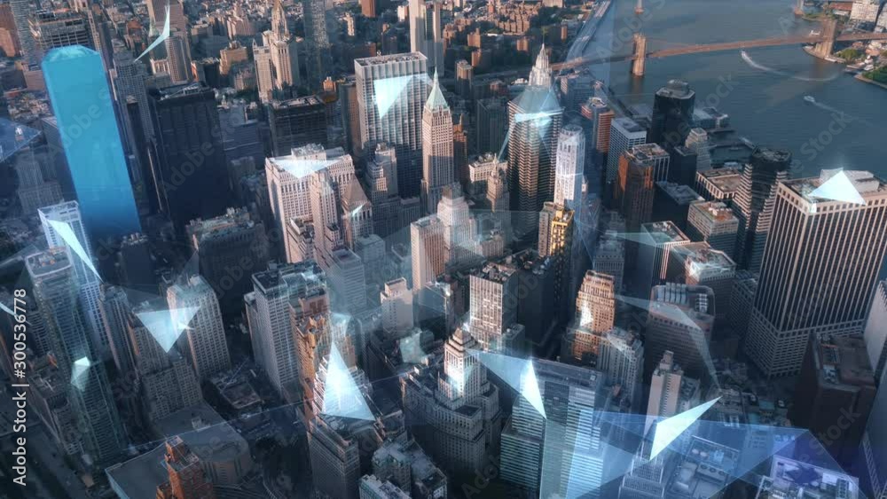 New York Aerial With Infographic Data