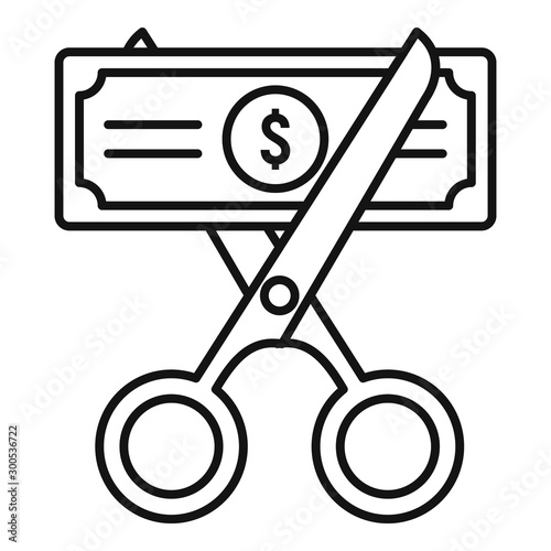 Cut money tax icon. Outline cut money tax vector icon for web design isolated on white background