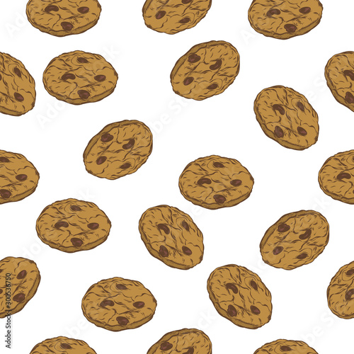 Cookies seamless pattern for Santa, Christmas tradition pattern, Vectra illustration. photo