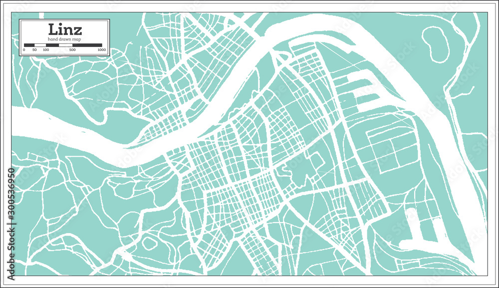 Fototapeta premium Linz Austria City Map in Retro Style. Outline Map.