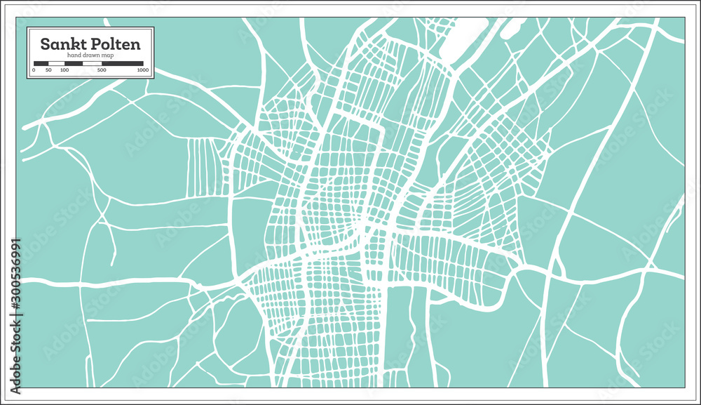 Fototapeta premium Sankt Polten Austria City Map in Retro Style. Outline Map.