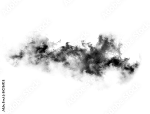 Beautiful black smoke isolated on white background. Abstract black smoke brush