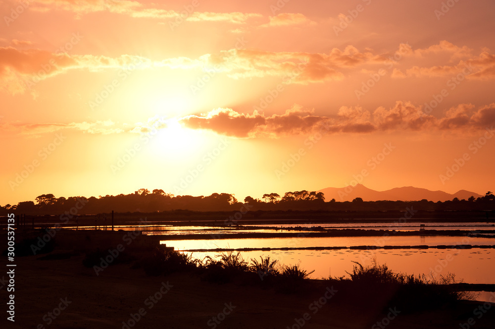 Windmill Silhouette in Marsala, Sicily