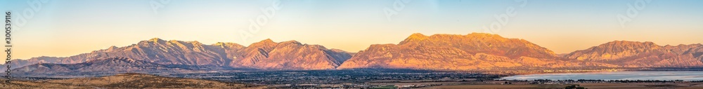 Panoramic view on valley and mountain in Utah