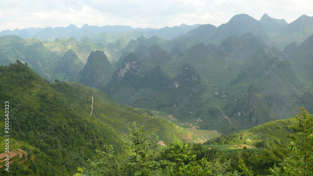 Fototapeta premium Vietnam, landscape, mountains, Ha Giang Province, hiking, traveling, 