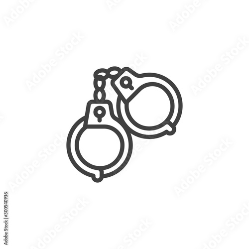 Police handcuffs line icon. linear style sign for mobile concept and web design. Handcuff outline vector icon. Symbol, logo illustration. Vector graphics