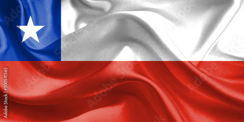 Chile Flag. Flag Waving Chile Flags. 3D Realistic Background Illustration in Silk Fabric Texture