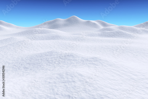 Snow hills under blue sky