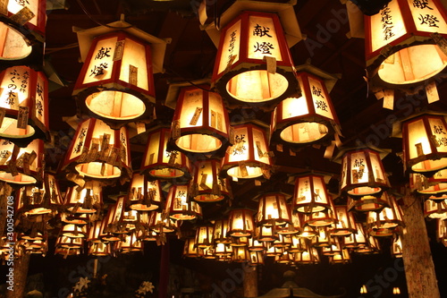 Asian lanterns in a cave, Wakayama