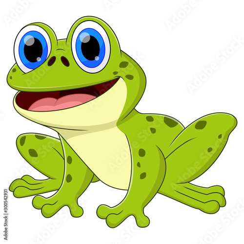A frog animal cartoon sitting and smiling