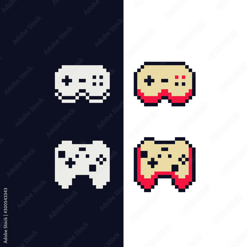 Gamepad icon. Retro 80s pixel art. Flat style. Old school computer graphic  design. 8-bit sprite. Game assets. Isolated vector illustration. Stock  Vector | Adobe Stock