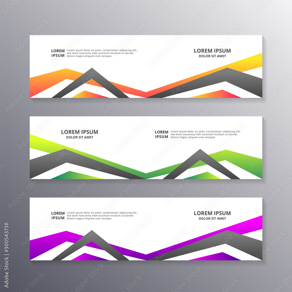 Fototapeta premium Business Banner Template, Layout White Background Design, Corporate Geometric web header or footer in gradient color