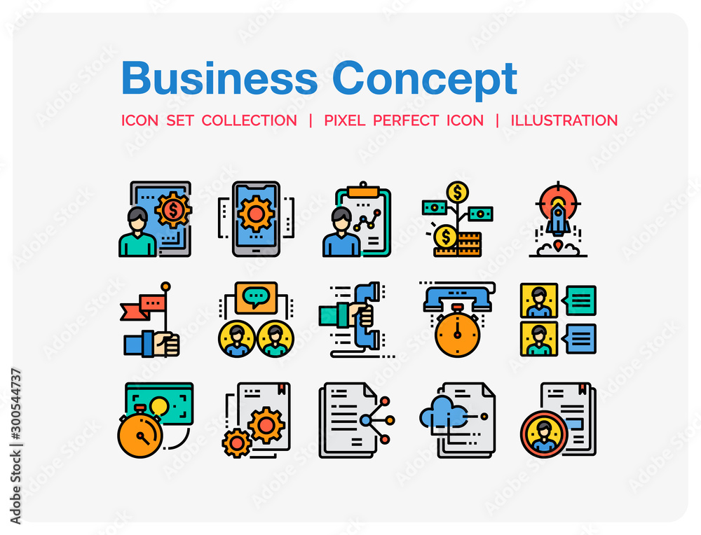 Business  Icons Set. UI Pixel Perfect Well-crafted Vector Thin Line Icons. The illustrations are a vector.