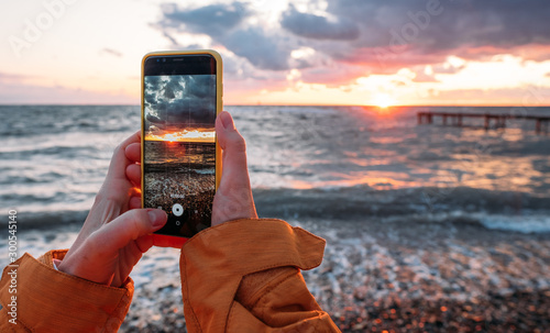 Smartphone at sunset