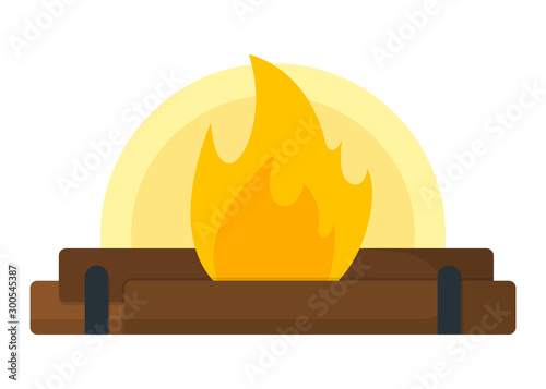 Campfire, bonfire icon. Open Fire on White Background. Tourism Web Icon, Banner, Symbol. Cartoon Vector illustration