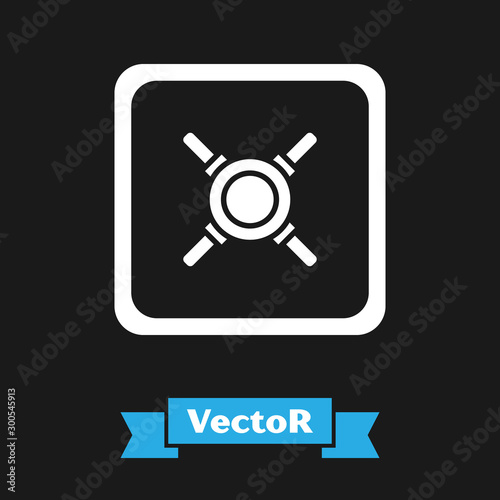 White Safe icon isolated on black background. The door safe a bank vault with a combination lock. Reliable Data Protection. Vector Illustration