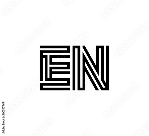 Initial two letter black line shape logo vector EN