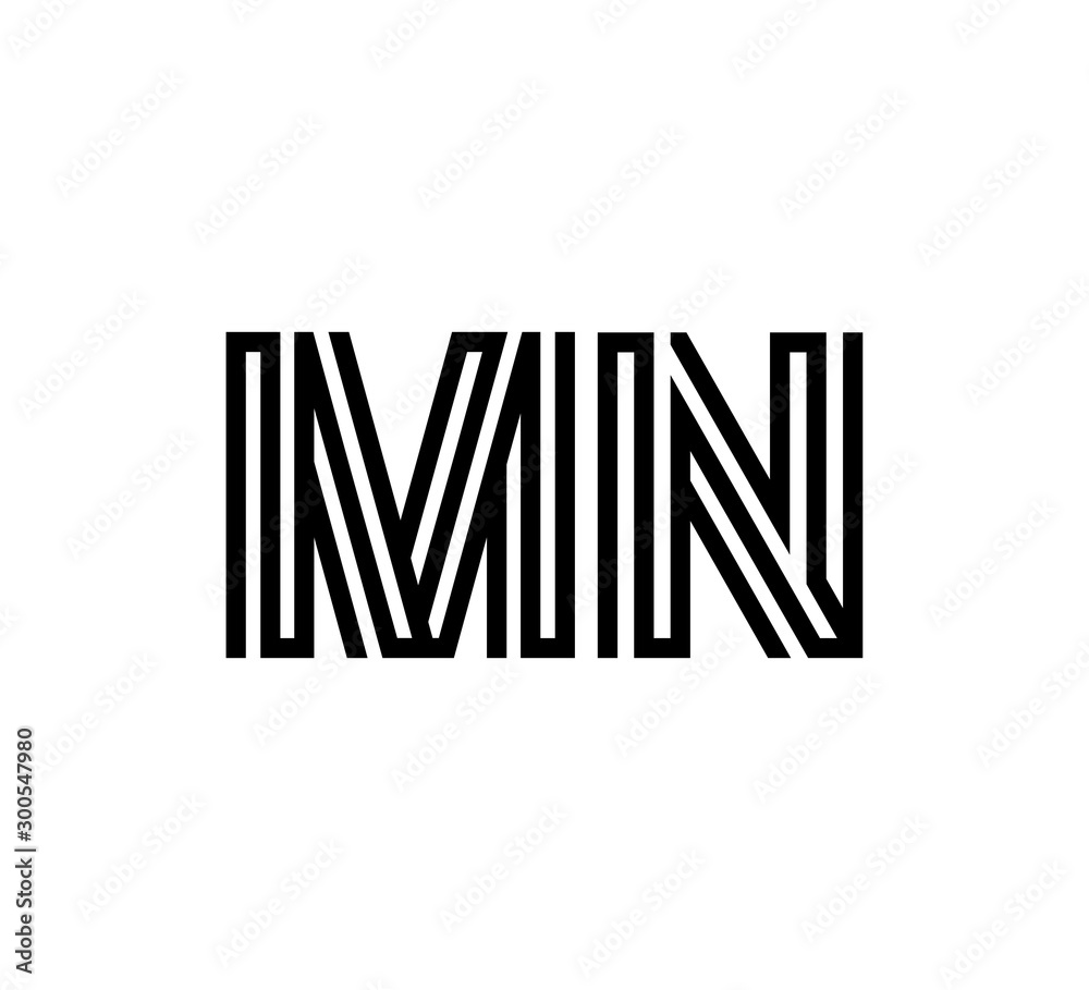 Initial two letter black line shape logo vector MN Initial two letter black line shape logo vector MN