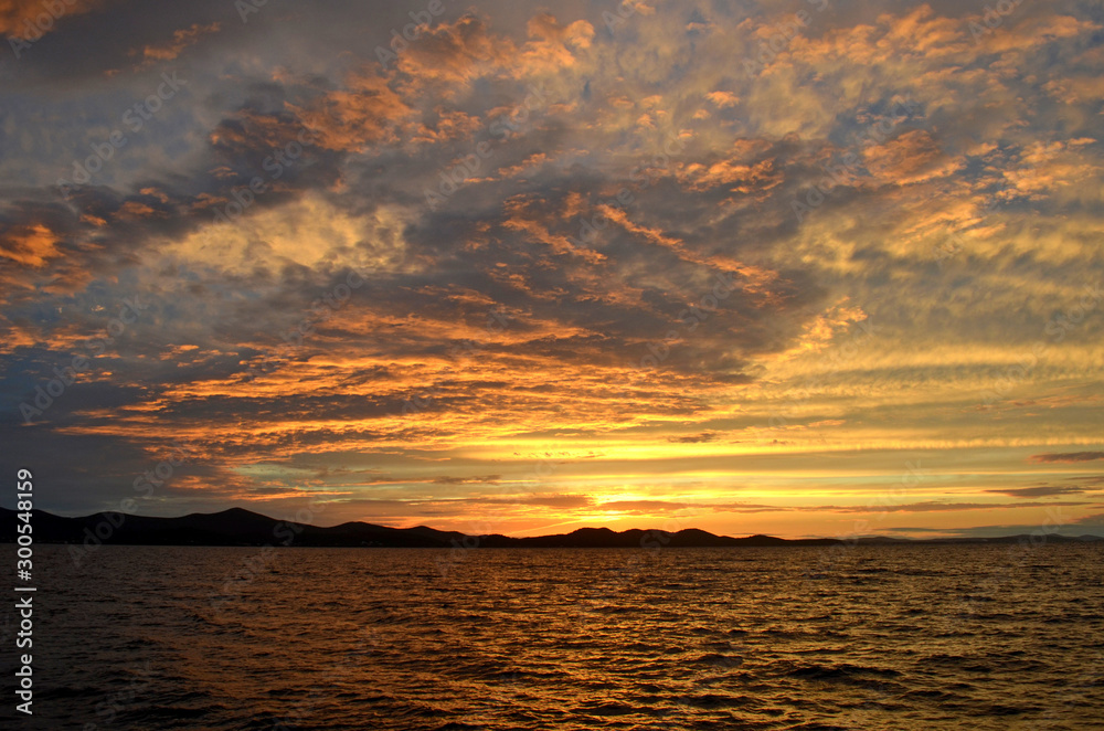 Obraz premium Amazing sunset (sunrise) at sea in Zadar (Croatia)