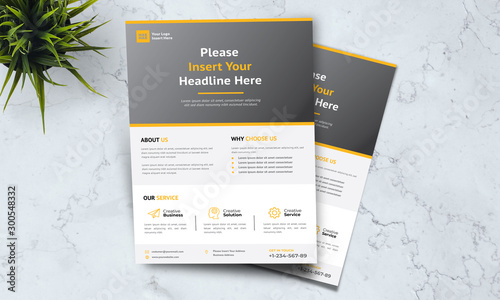 A4 minimalist modern elegant business template flayer vol 65 with orange, white and grey color cmyk ready to print in vector editable layer
