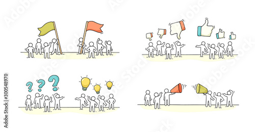 Cartoon set - meeting of two different business teams