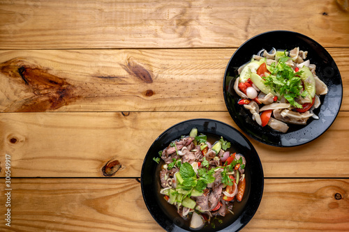 Beef salad,Spicy salad of roasted beef, Thai style food,Thai beef salad spicy dish.