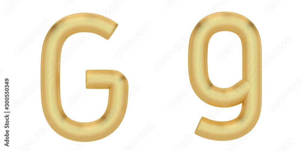 Golden line alphabet Isolated on white background. 3d illustration Golden line alphabet Isolated on white background. 3d illustration