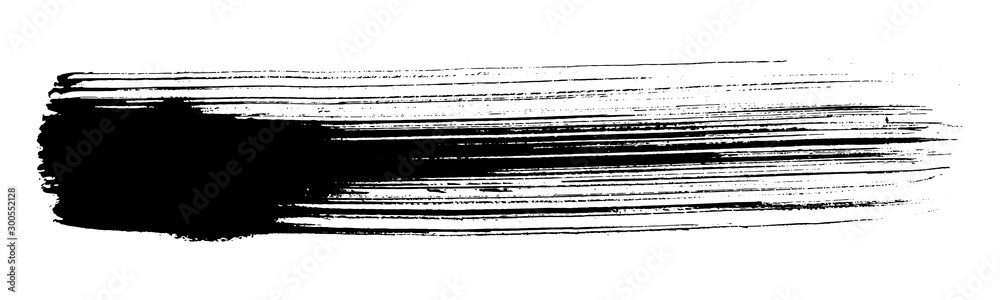 Abstract black brush stripe. Black and white engraved ink art. Isolated brush design illustration element. - obrazy, fototapety, plakaty 