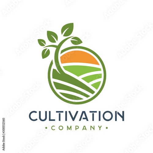 Green plant cultivation logo design