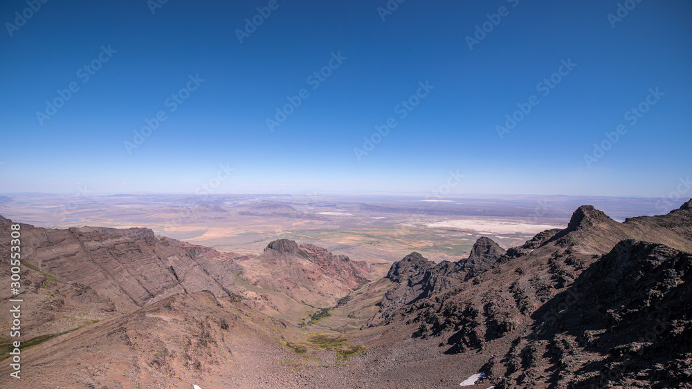 Panoramic view at alvord Lake and Alvord desert from East Rim overlook, Steens Mountain, Oregon