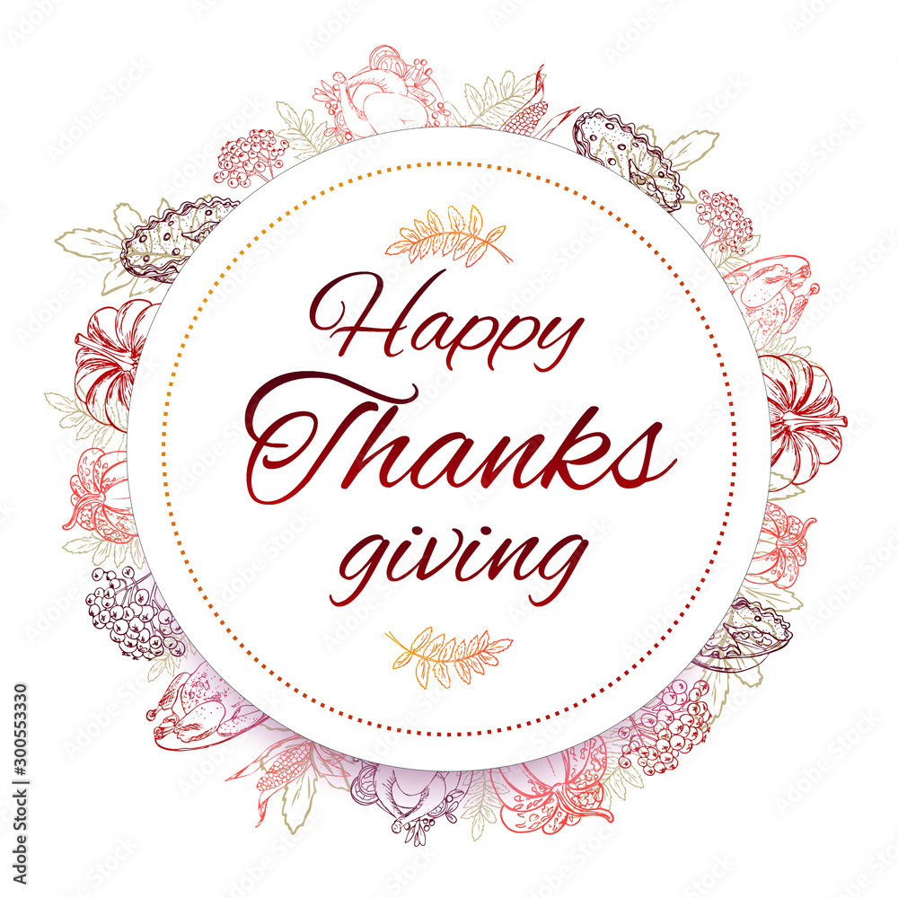 Thanksgiving typography. Hand drawn vector illustration with pumpkins, leaves, turkey in fall colors. design for prints, flyers,banners, invitations,special offer, greeting card. Thanksgiving typography. Hand drawn vector illustration with pumpkins, leaves, turkey in fall colors. design for prints, flyers,banners, invitations,special offer, greeting card.