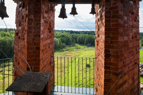 On the bell tower of the Church of the Transfiguration of the Lord in Holguin Monastery. Russia, Tver Region. The source of the Volga River photo