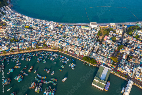 Aerial view sunset at Cheung Chau island of Hong Kong