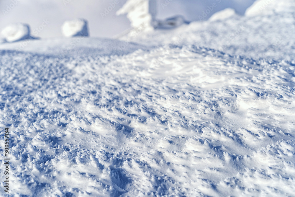 Detail view of snow texture.