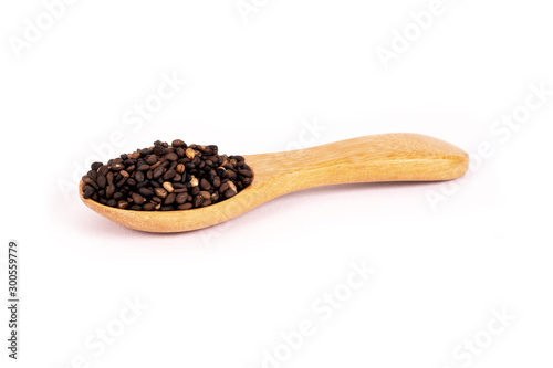 Close up organic black sesame seeds in