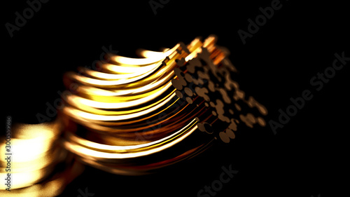 Golden wave background. 3d illustration, 3d rendering.