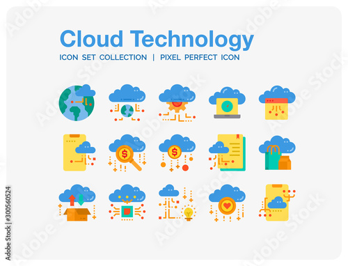 Cloud Technology Icons Set. UI Pixel Perfect Well-crafted Vector Thin Line Icons. The illustrations are a vector.