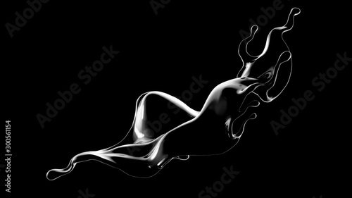 Splash fluid. 3d illustration, 3d rendering.