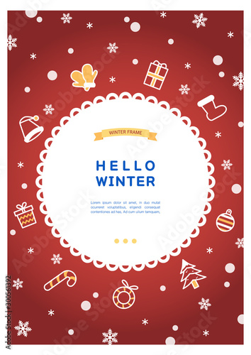 Winter frame line drawing illustration