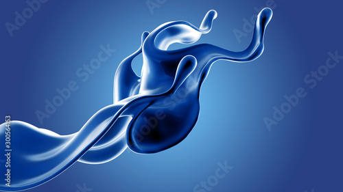 Splash fluid. 3d illustration, 3d rendering.
