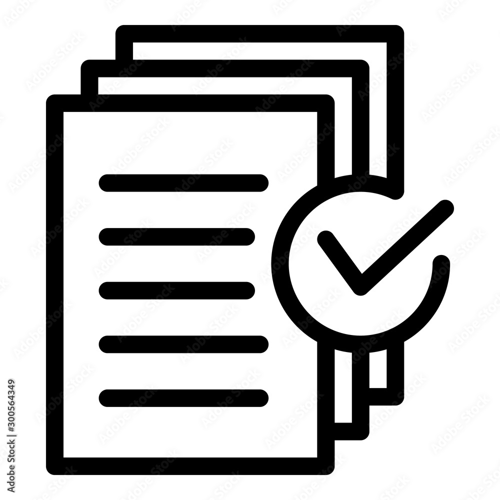 Document approved request icon. Outline document approved request