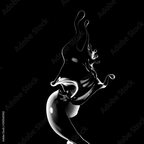 Splash fluid. 3d illustration, 3d rendering.