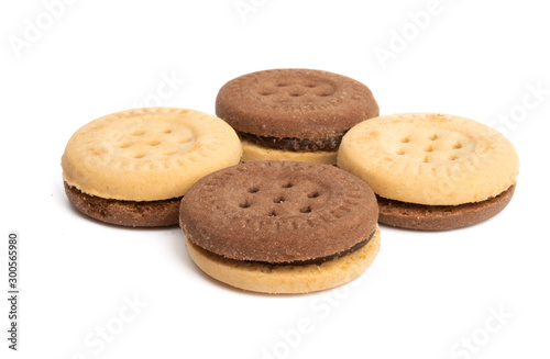 double cookie with chocolate isolated