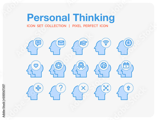 Personal Thinking Icons Set. UI Pixel Perfect Well-crafted Vector Thin Line Icons. The illustrations are a vector. © itim2101