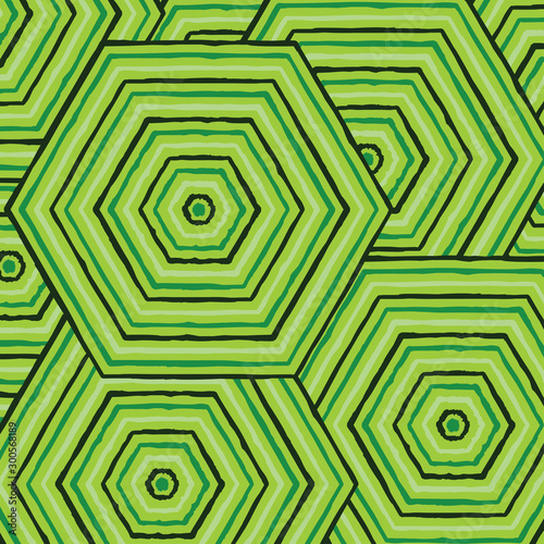 Hexagonal abstract Aboriginal line painting in vector format.