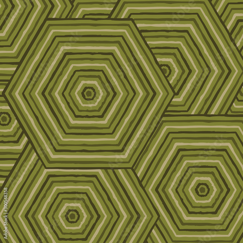 Hexagonal abstract Aboriginal line painting in vector format.