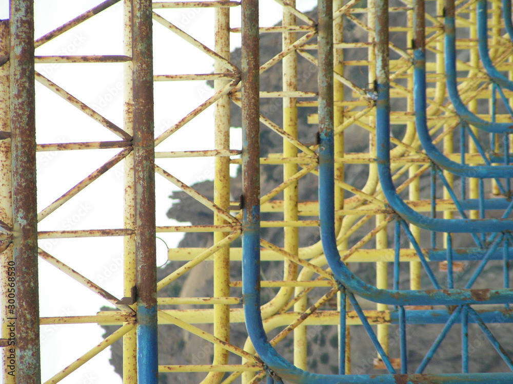 Steel structure of rusty frames