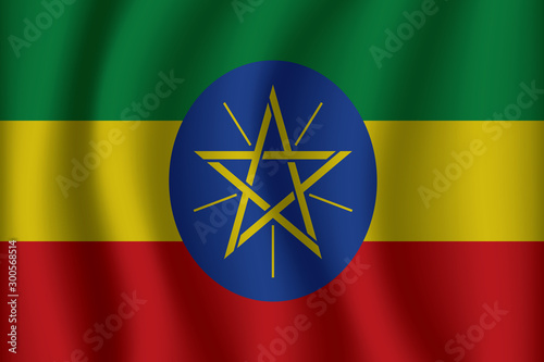 Ethiopia flag background with cloth texture. Ethiopia Flag vector illustration eps10.